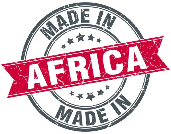 Hecho en África sello redondo rojo vintage — Vector de stock