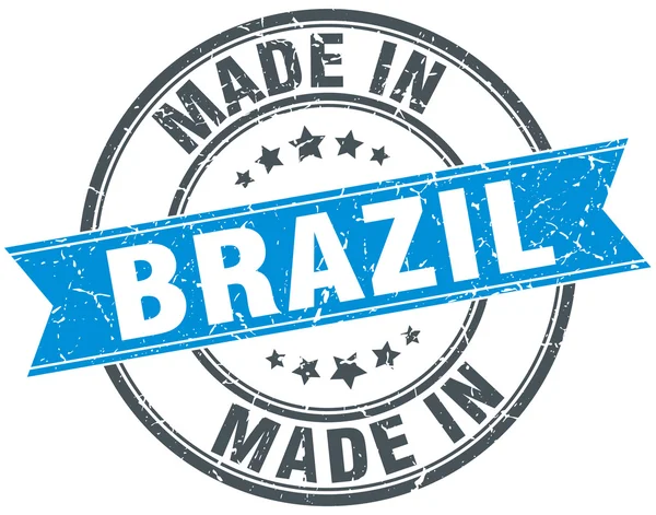Vyrobené v Brazílii modré kulaté razítko vintage — Stockový vektor