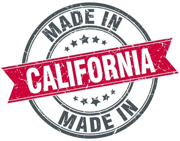 Gemaakt in Californië rode ronde vintage stempel — Stockvector