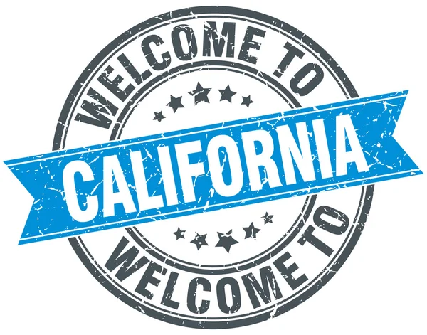 Welcome to California blue round vintage stamp — Stock Vector