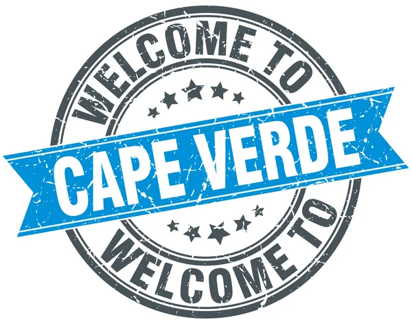 Bienvenido al sello vintage redondo azul de Cabo Verde — Vector de stock