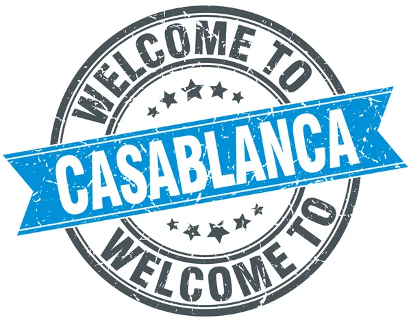 Witamy w Casablance niebieski okrągły vintage pieczęć — Wektor stockowy