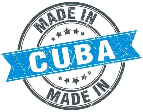 Wykonane na Kubie niebieski okrągły vintage pieczęć — Wektor stockowy
