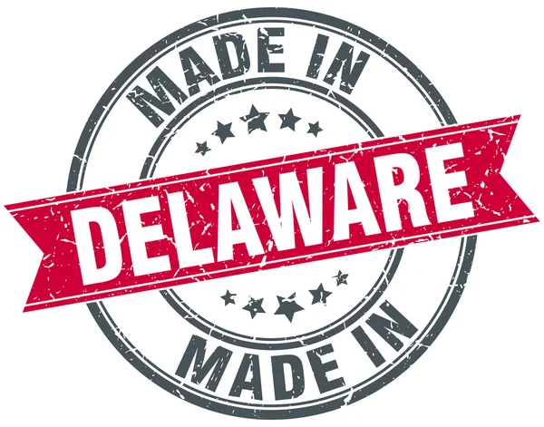 Made in Delaware red round vintage stamp — Stock Vector