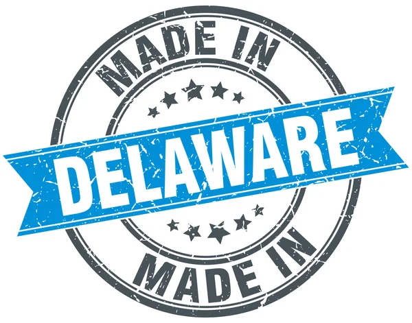 Made in Delaware blue round vintage stamp — Stock Vector