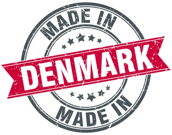 Made in Denmark red round vintage stamp — Stock Vector
