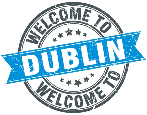 Welcome to Dublin blue round vintage stamp — Stock Vector