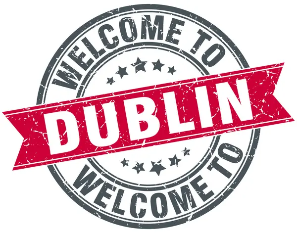Witamy w Dublinie czerwony okrągły vintage pieczęć — Wektor stockowy