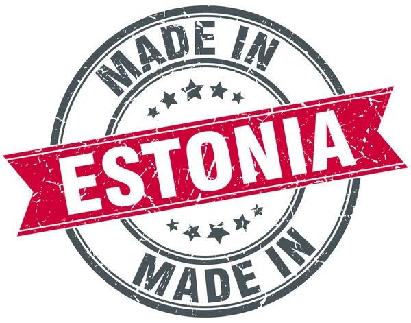 Hecho en Estonia sello redondo rojo vintage — Vector de stock