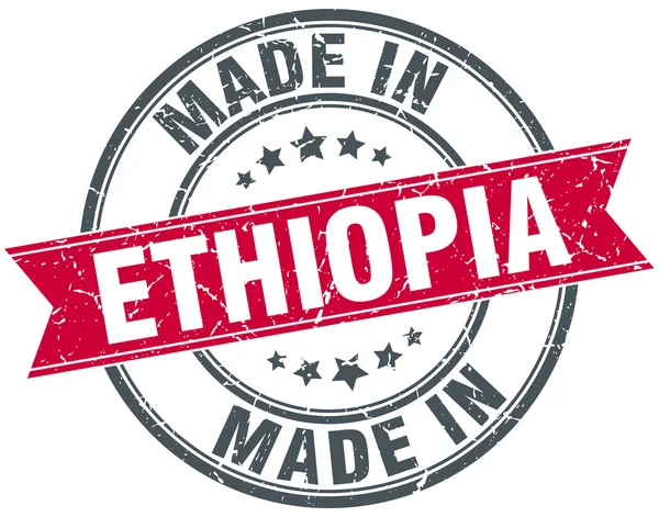 Fabriqué en Ethiopie timbre vintage rond rouge — Image vectorielle