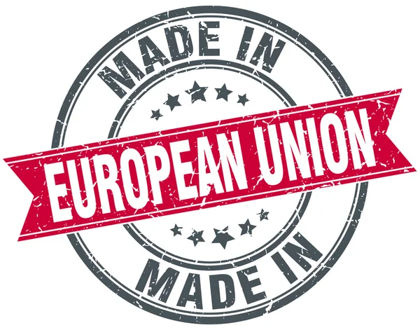 Feito em União Europeia vermelho redondo carimbo vintage — Vetor de Stock
