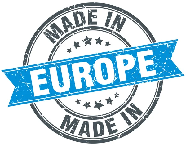 Wykonane w Europie niebieski okrągły vintage pieczęć — Wektor stockowy