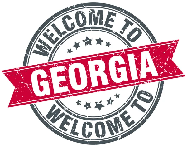 Vítejte v Georgii červené kulaté razítko vintage — Stockový vektor