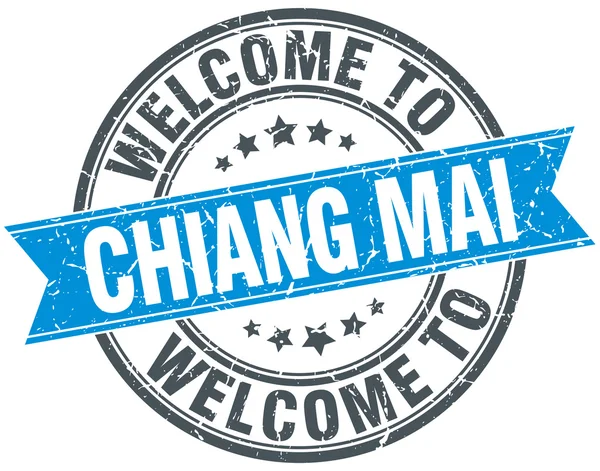 Chiang mai mavi vintage damga yuvarlak hoş geldiniz — Stok Vektör