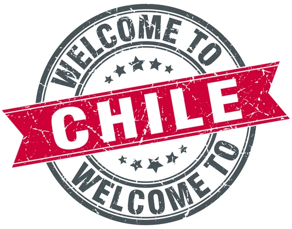Welcome to Chile red round vintage stamp — Stock Vector