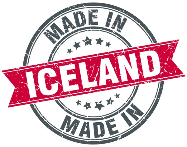 Gemaakt in IJsland rode ronde vintage stempel — Stockvector