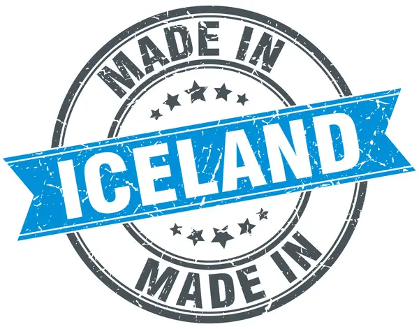 Fabriqué en Islande timbre vintage rond bleu — Image vectorielle