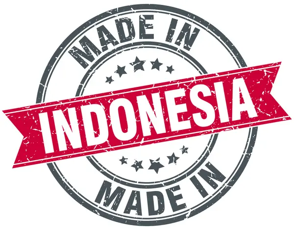 Gjort i Indonesien röda runda vintage stämpel — Stock vektor