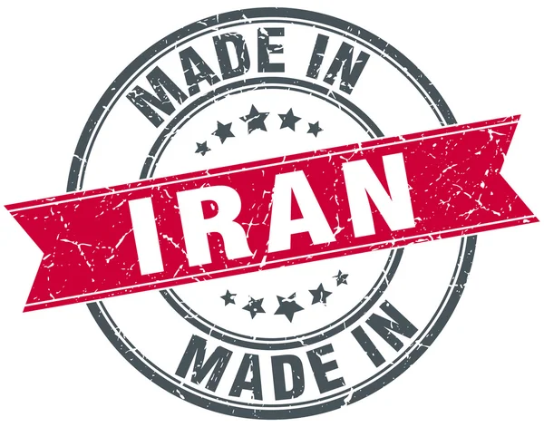 Gemaakt in Iran rode ronde vintage stempel — Stockvector