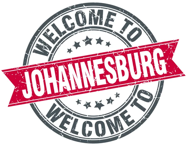 Bienvenido a Johannesburgo rojo ronda sello vintage — Vector de stock