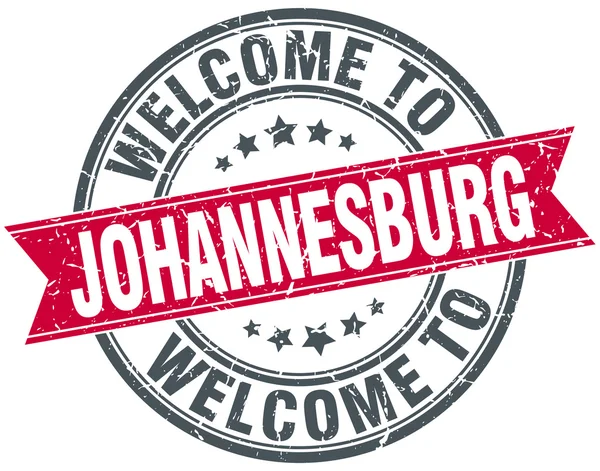 Welcome to Johannesburg red round vintage stamp — Stock Vector