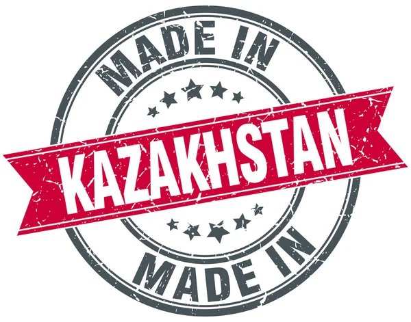 Gemaakt in Kazachstan rode ronde vintage stempel — Stockvector