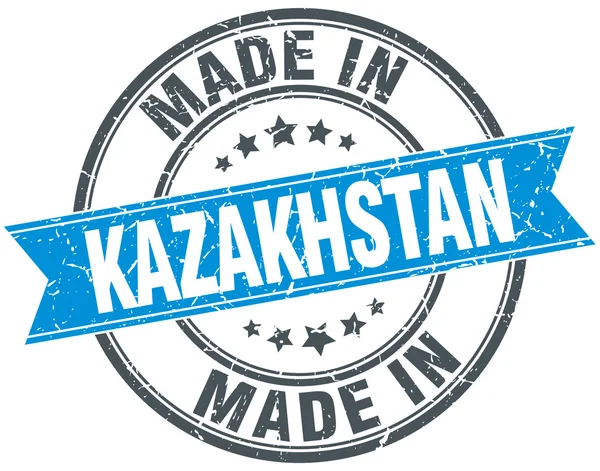 Gemaakt in Kazachstan blauwe ronde stempel van vintage — Stockvector