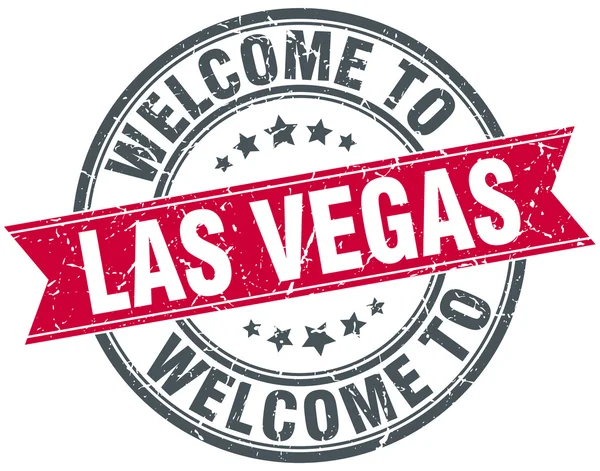 Bienvenue à Las Vegas rouge rond timbre vintage — Image vectorielle