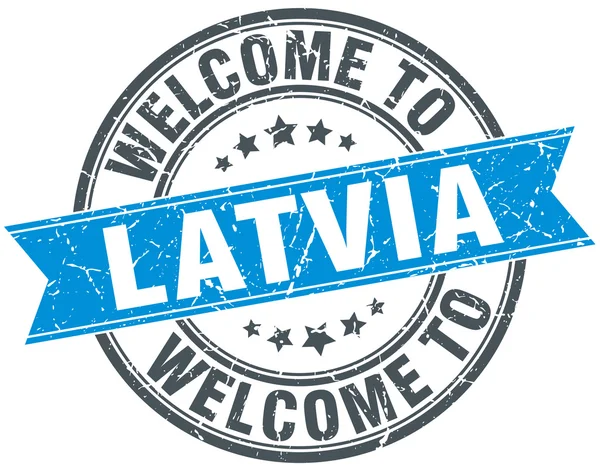 Welcome to Latvia blue round vintage stamp — Stock Vector