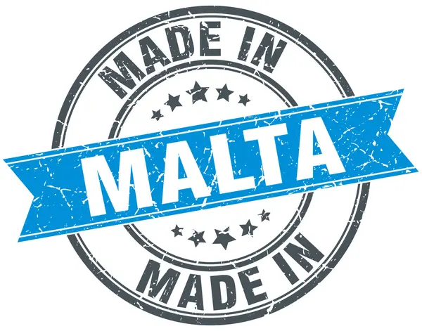 Vyrobené v Maltě modré kulaté razítko vintage — Stockový vektor