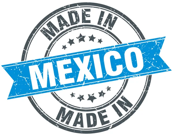 빈티지 스탬프 라운드 블루 멕시코에서 만든 — 스톡 벡터