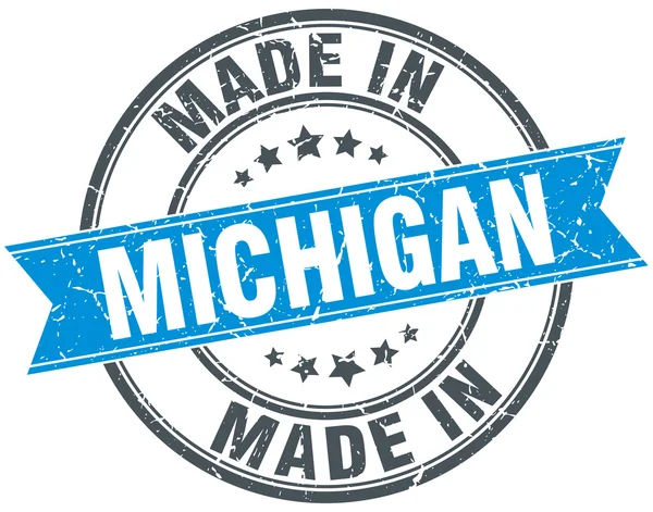 Fabriqué en bleu Michigan rond timbre vintage — Image vectorielle