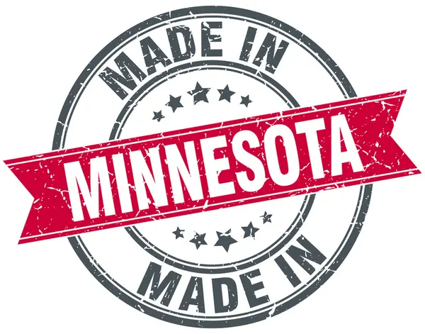 Minnesota kırmızı yuvarlak vintage damga yapılan — Stok Vektör