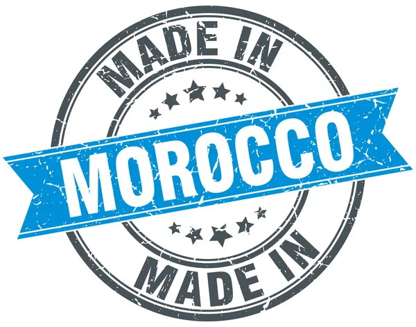 Hecho en Marruecos sello vintage redondo azul — Vector de stock