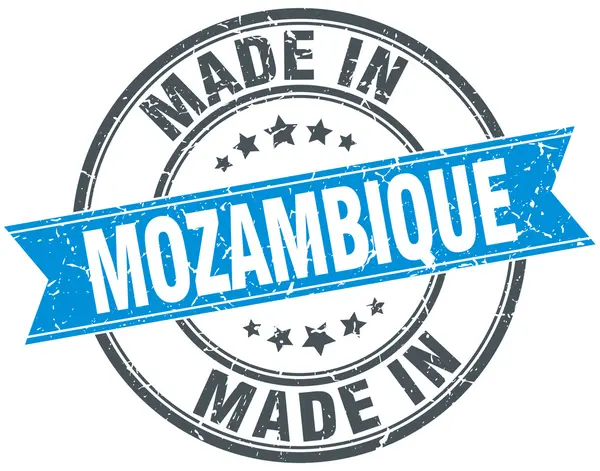 Hergestellt in mozambique blauen runden Vintage-Marke — Stockvektor