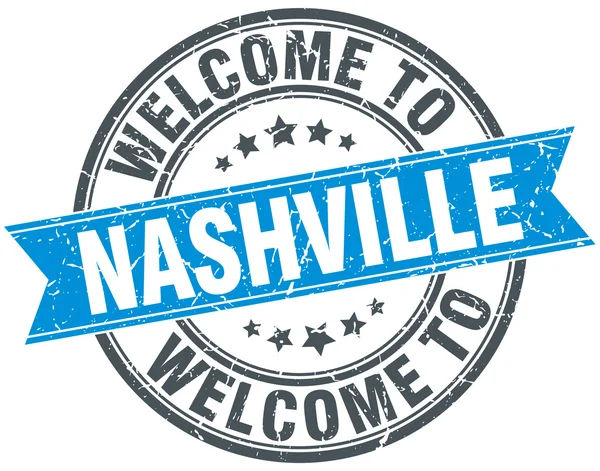 Bienvenido al sello vintage redondo azul de Nashville — Vector de stock