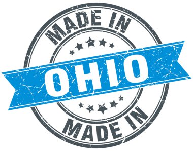 made in Ohio blue round vintage stamp clipart