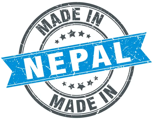 Feito em Nepal azul redondo carimbo vintage — Vetor de Stock