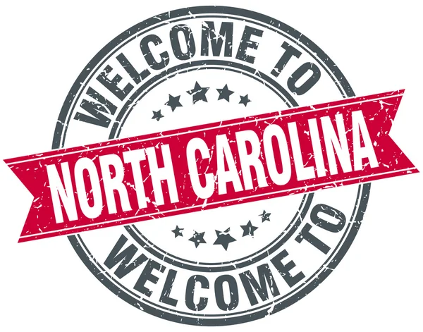 Bienvenido a Carolina del Norte rojo ronda sello vintage — Vector de stock