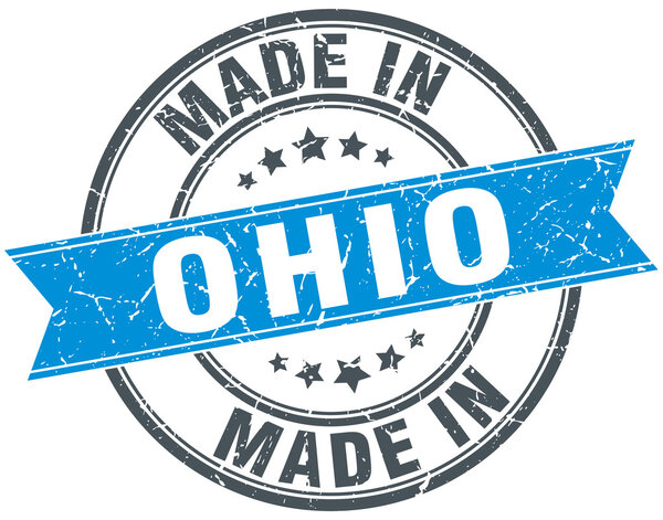 made in Ohio blue round vintage stamp