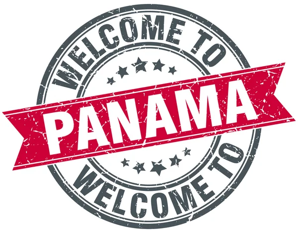 Bienvenue au Panama timbre vintage rond rouge — Image vectorielle