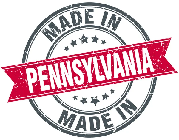 Сделанная в Пенсильвании красная круглая винтажная марка — стоковый вектор