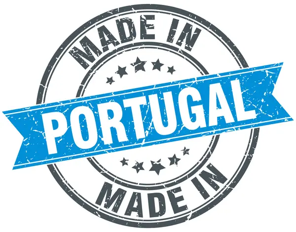 葡萄牙制造蓝色圆古董邮票 — 图库矢量图片