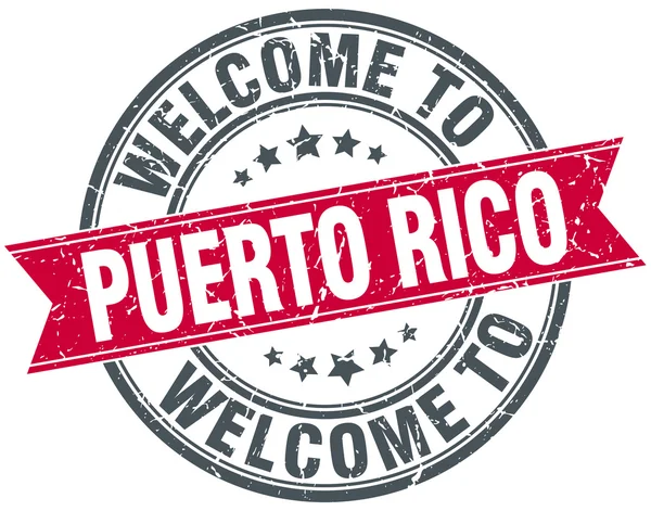 Bienvenido a Puerto Rico sello redondo rojo vintage — Vector de stock