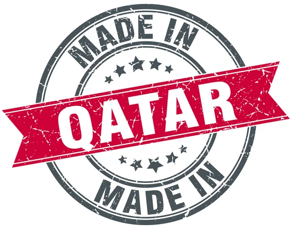 Gemaakt in Qatar rode ronde vintage stempel — Stockvector