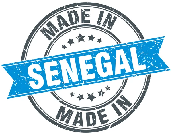 Hecho en Senegal sello vintage redondo azul — Vector de stock