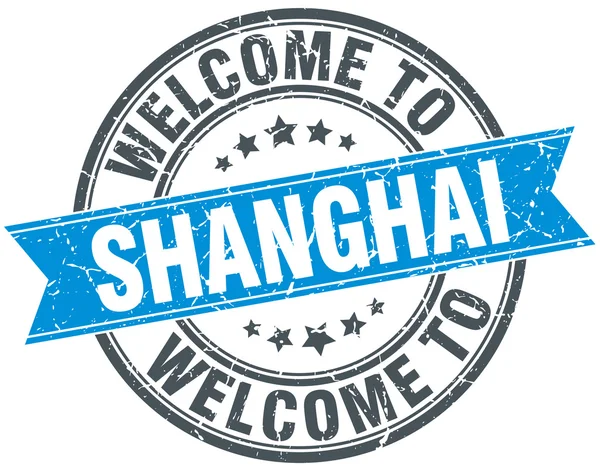 Welcome to Shanghai blue round vintage stamp — Stock Vector