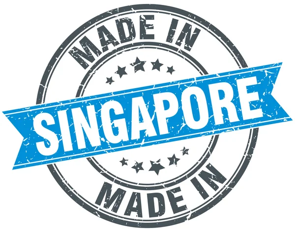सिंगापुर ब्लू राउंड विंटेज टिकट में बनाया गया — स्टॉक वेक्टर