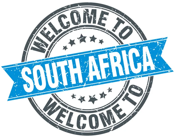 Benvenuto in Sud Africa blu rotondo timbro vintage — Vettoriale Stock