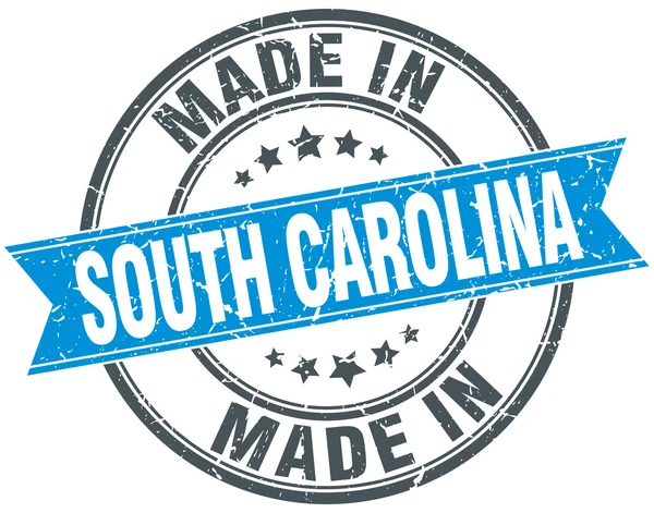 Vyrobené v Jižní Karolíně modré kulaté razítko vintage — Stockový vektor